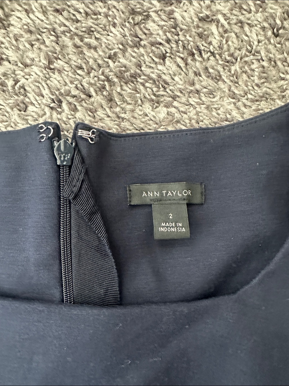 Ann Taylor Navy Sleeveless Belted Midi Dress - Picture 3 of 6